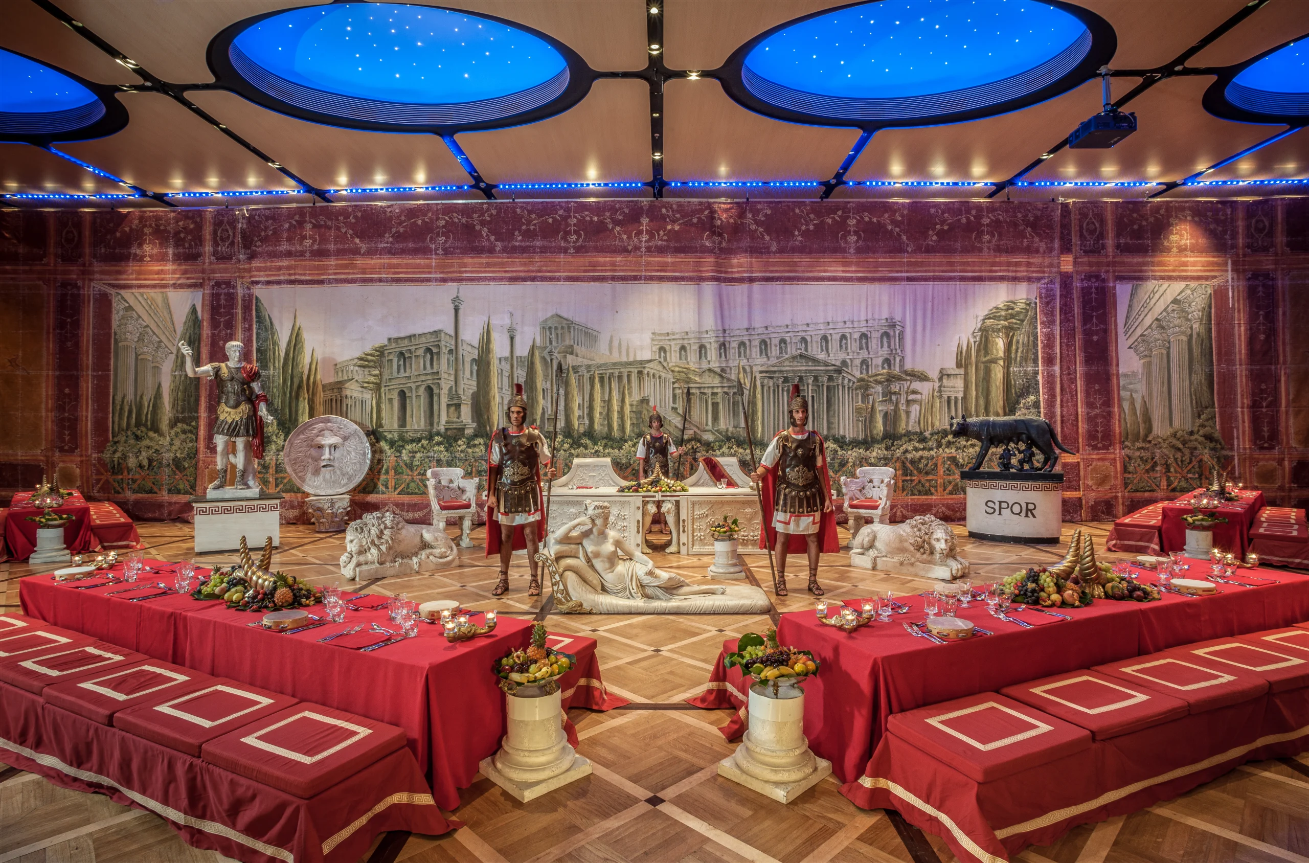ROMHIWA Rome Cavalieri C E Salone dei Cavalieri Toga Party setup